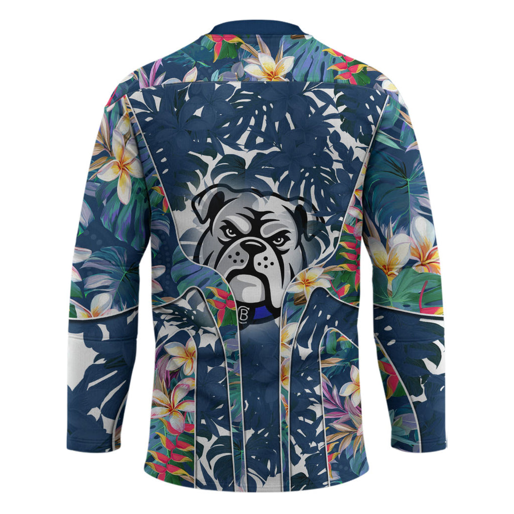 Canterbury-Bankstown Bulldogs Hockey Jersey Tropical Hibiscus Floral Pattern With Blue And White Accents