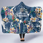 Canterbury-Bankstown Bulldogs Hooded Blanket Tropical Hibiscus Floral Pattern With Blue And White Accents