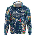 Canterbury-Bankstown Bulldogs Hoodie Tropical Hibiscus Floral Pattern With Blue And White Accents