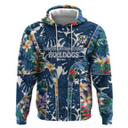 Canterbury-Bankstown Bulldogs Hoodie Tropical Hibiscus Floral Pattern With Blue And White Accents