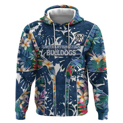 Canterbury-Bankstown Bulldogs Hoodie Tropical Hibiscus Floral Pattern With Blue And White Accents