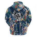 Canterbury-Bankstown Bulldogs Hoodie Tropical Hibiscus Floral Pattern With Blue And White Accents