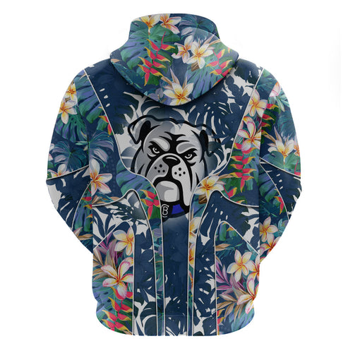 Canterbury-Bankstown Bulldogs Hoodie Tropical Hibiscus Floral Pattern With Blue And White Accents