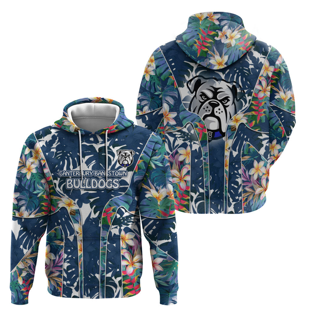 Canterbury-Bankstown Bulldogs Hoodie Tropical Hibiscus Floral Pattern With Blue And White Accents