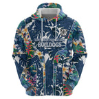 Canterbury-Bankstown Bulldogs Hoodie Tropical Hibiscus Floral Pattern With Blue And White Accents