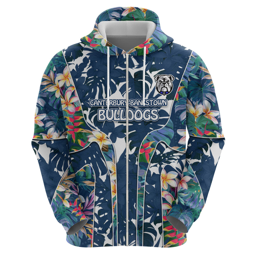 Canterbury-Bankstown Bulldogs Hoodie Tropical Hibiscus Floral Pattern With Blue And White Accents