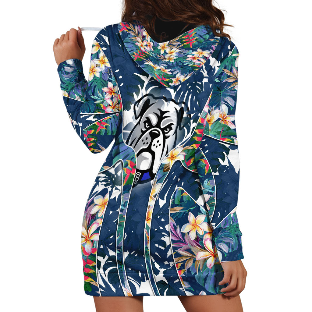 Canterbury-Bankstown Bulldogs Hoodie Dress Tropical Hibiscus Floral Pattern With Blue And White Accents