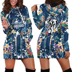 Canterbury-Bankstown Bulldogs Hoodie Dress Tropical Hibiscus Floral Pattern With Blue And White Accents