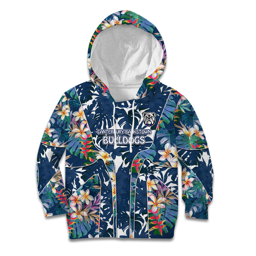 Canterbury-Bankstown Bulldogs Kid Hoodie Tropical Hibiscus Floral Pattern With Blue And White Accents