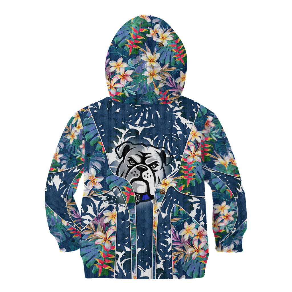 Canterbury-Bankstown Bulldogs Kid Hoodie Tropical Hibiscus Floral Pattern With Blue And White Accents