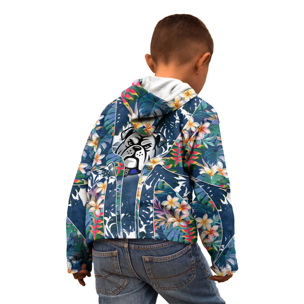 Canterbury-Bankstown Bulldogs Kid Hoodie Tropical Hibiscus Floral Pattern With Blue And White Accents