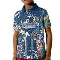 Canterbury-Bankstown Bulldogs Kid Polo Shirt Tropical Hibiscus Floral Pattern With Blue And White Accents