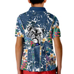 Canterbury-Bankstown Bulldogs Kid Polo Shirt Tropical Hibiscus Floral Pattern With Blue And White Accents