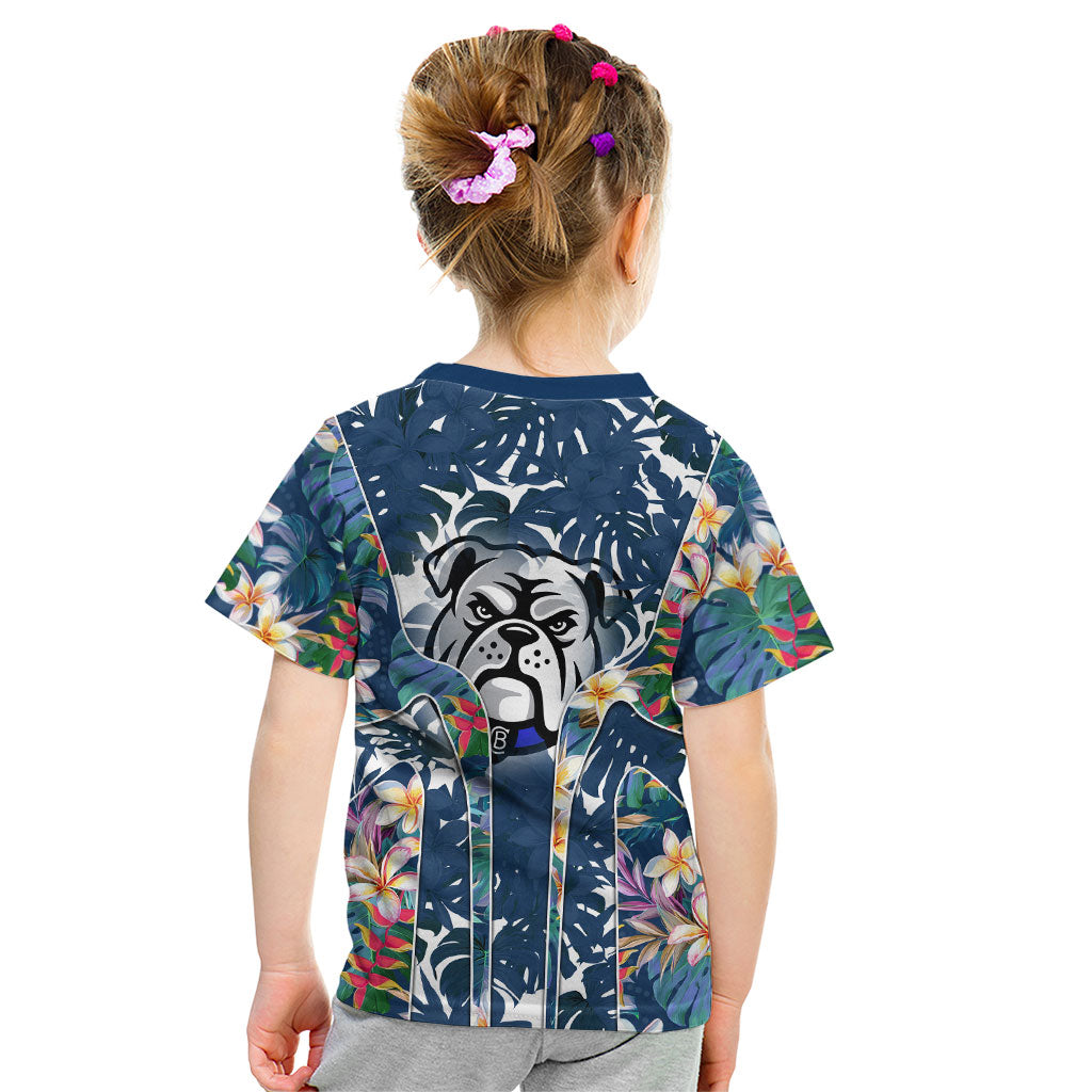 Canterbury-Bankstown Bulldogs Kid T Shirt Tropical Hibiscus Floral Pattern With Blue And White Accents