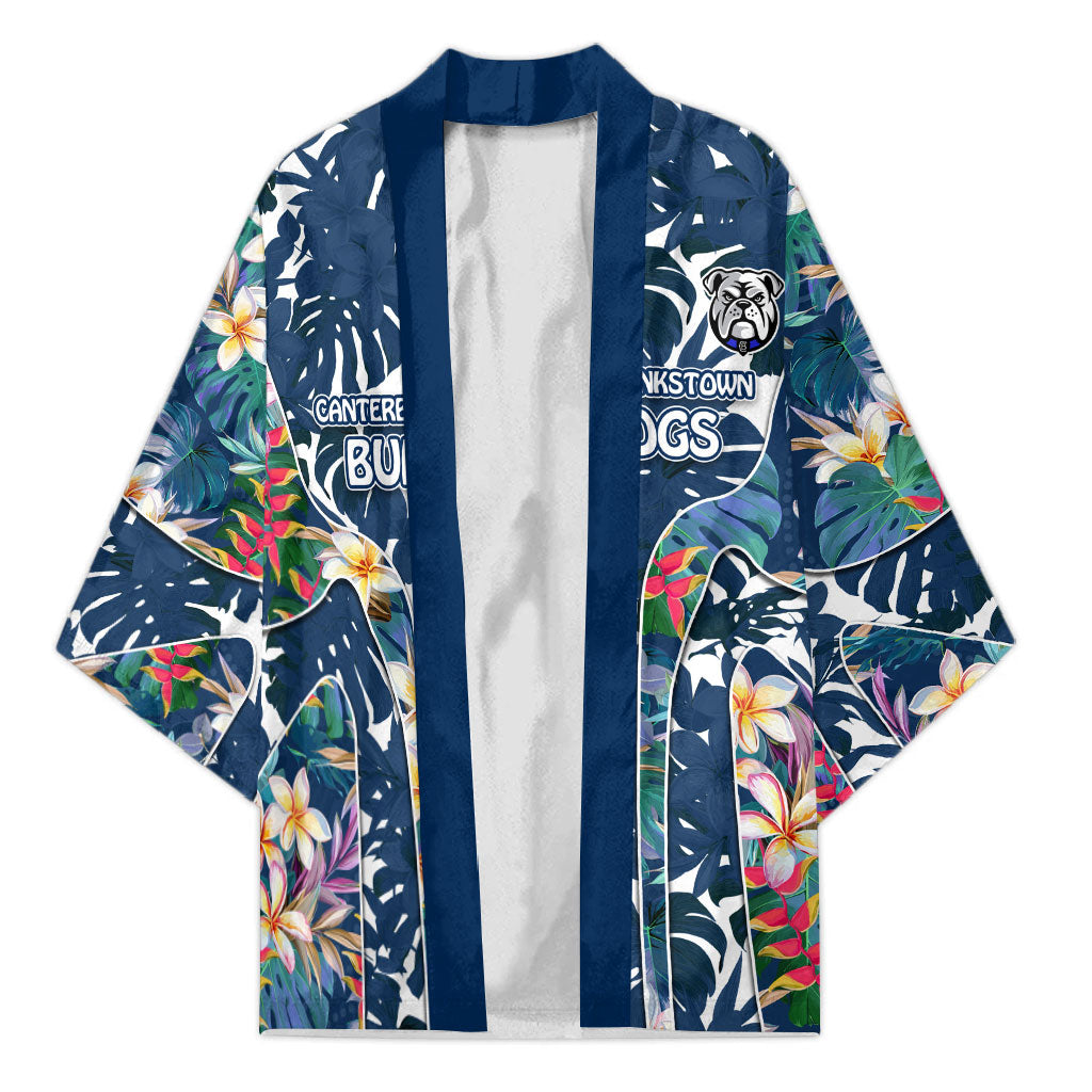 Canterbury-Bankstown Bulldogs Kimono Tropical Hibiscus Floral Pattern With Blue And White Accents