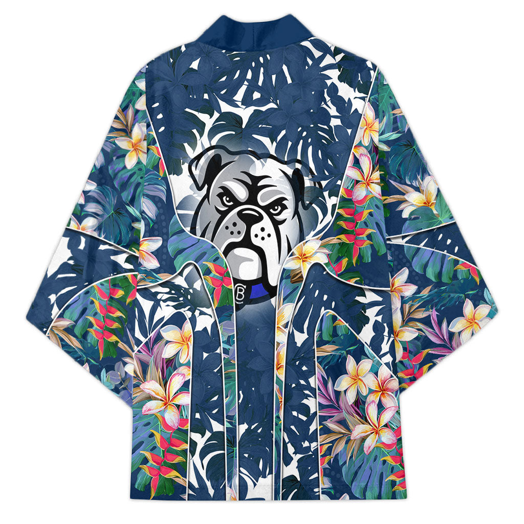 Canterbury-Bankstown Bulldogs Kimono Tropical Hibiscus Floral Pattern With Blue And White Accents