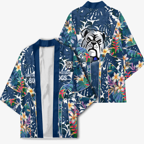 Canterbury-Bankstown Bulldogs Kimono Tropical Hibiscus Floral Pattern With Blue And White Accents