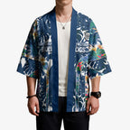 Canterbury-Bankstown Bulldogs Kimono Tropical Hibiscus Floral Pattern With Blue And White Accents