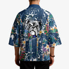 Canterbury-Bankstown Bulldogs Kimono Tropical Hibiscus Floral Pattern With Blue And White Accents