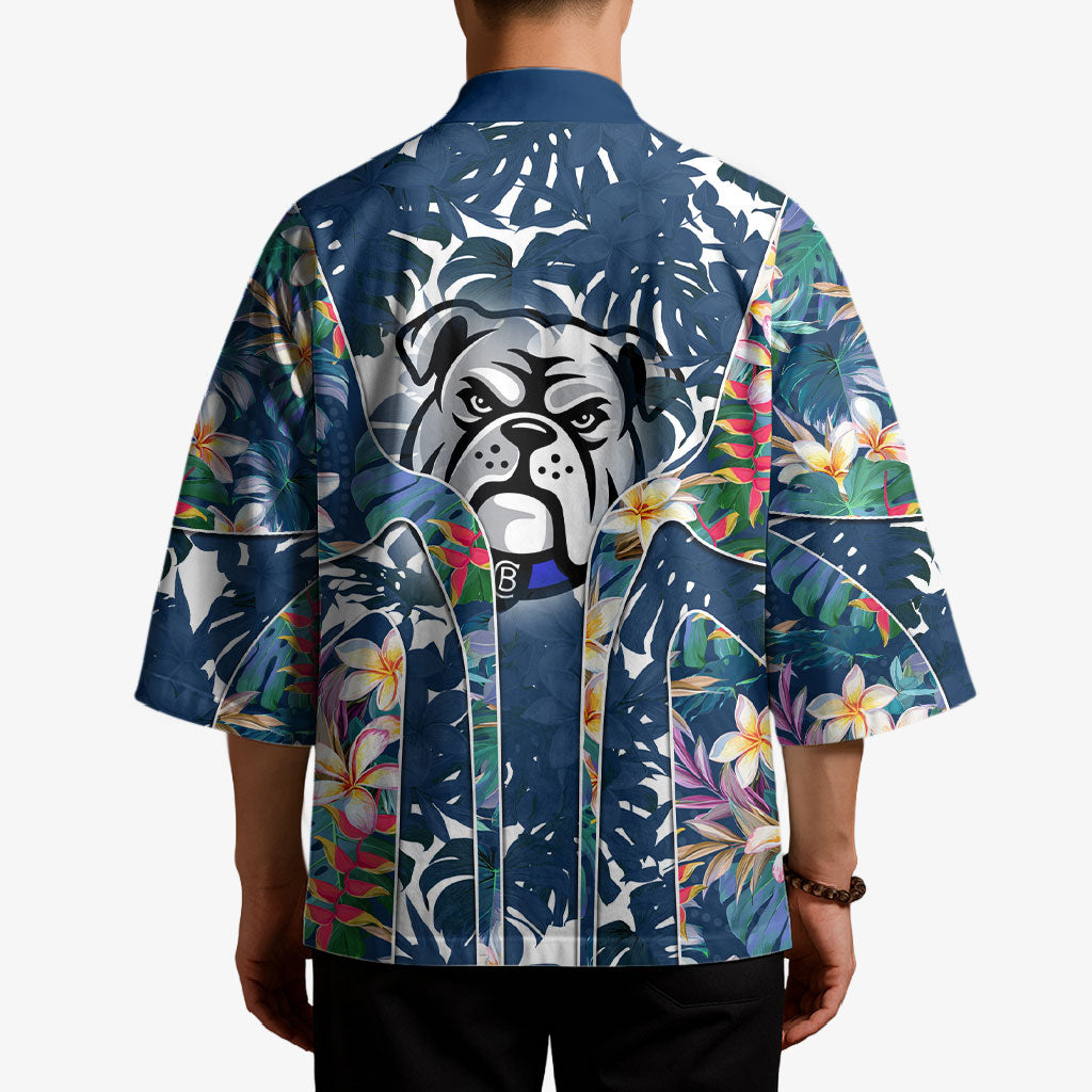 Canterbury-Bankstown Bulldogs Kimono Tropical Hibiscus Floral Pattern With Blue And White Accents