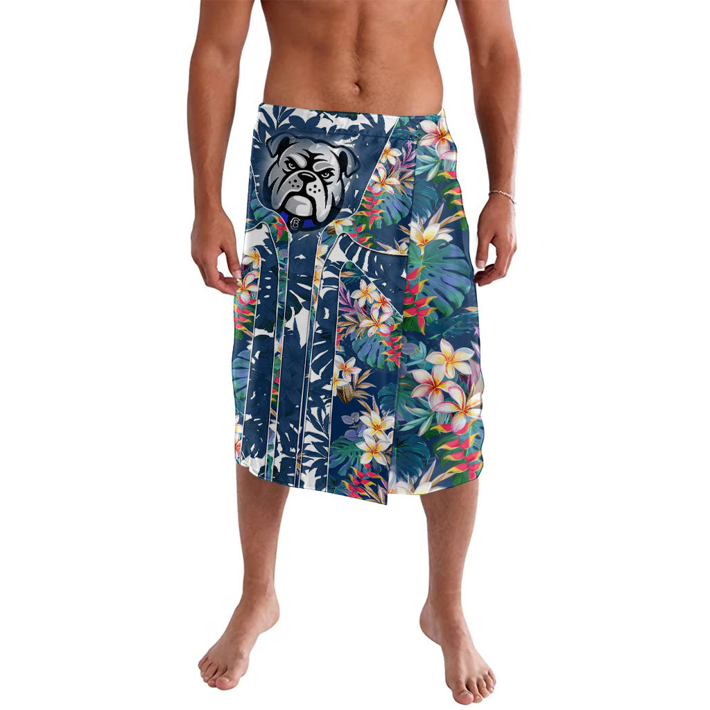 Canterbury-Bankstown Bulldogs Lavalava Tropical Hibiscus Floral Pattern With Blue And White Accents