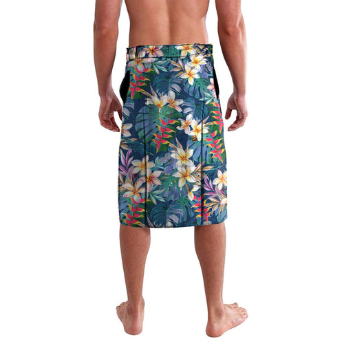 Canterbury-Bankstown Bulldogs Lavalava Tropical Hibiscus Floral Pattern With Blue And White Accents