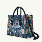 Canterbury-Bankstown Bulldogs Leather Bag Tropical Hibiscus Floral Pattern With Blue And White Accents