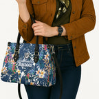 Canterbury-Bankstown Bulldogs Leather Bag Tropical Hibiscus Floral Pattern With Blue And White Accents