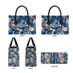 Canterbury-Bankstown Bulldogs Leather Bag Tropical Hibiscus Floral Pattern With Blue And White Accents
