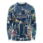Canterbury-Bankstown Bulldogs Long Sleeve Shirt Tropical Hibiscus Floral Pattern With Blue And White Accents
