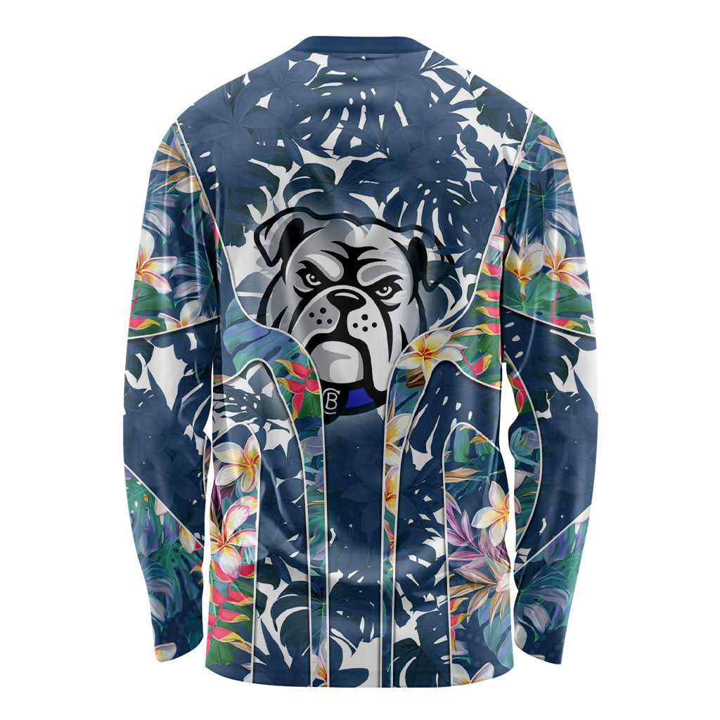 Canterbury-Bankstown Bulldogs Long Sleeve Shirt Tropical Hibiscus Floral Pattern With Blue And White Accents