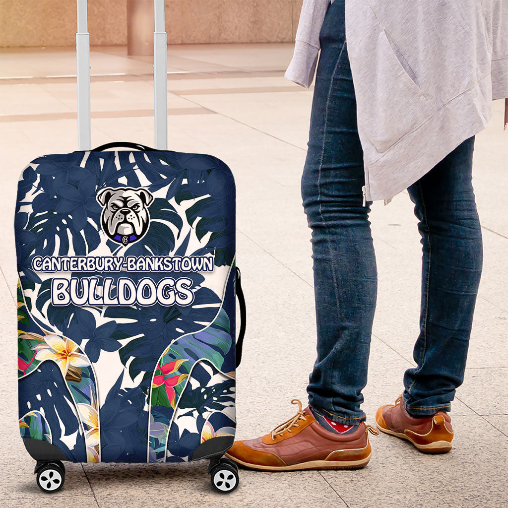 Canterbury-Bankstown Bulldogs Luggage Cover Tropical Hibiscus Floral Pattern With Blue And White Accents