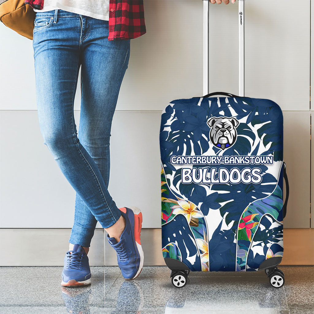 Canterbury-Bankstown Bulldogs Luggage Cover Tropical Hibiscus Floral Pattern With Blue And White Accents