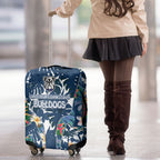 Canterbury-Bankstown Bulldogs Luggage Cover Tropical Hibiscus Floral Pattern With Blue And White Accents