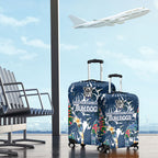 Canterbury-Bankstown Bulldogs Luggage Cover Tropical Hibiscus Floral Pattern With Blue And White Accents