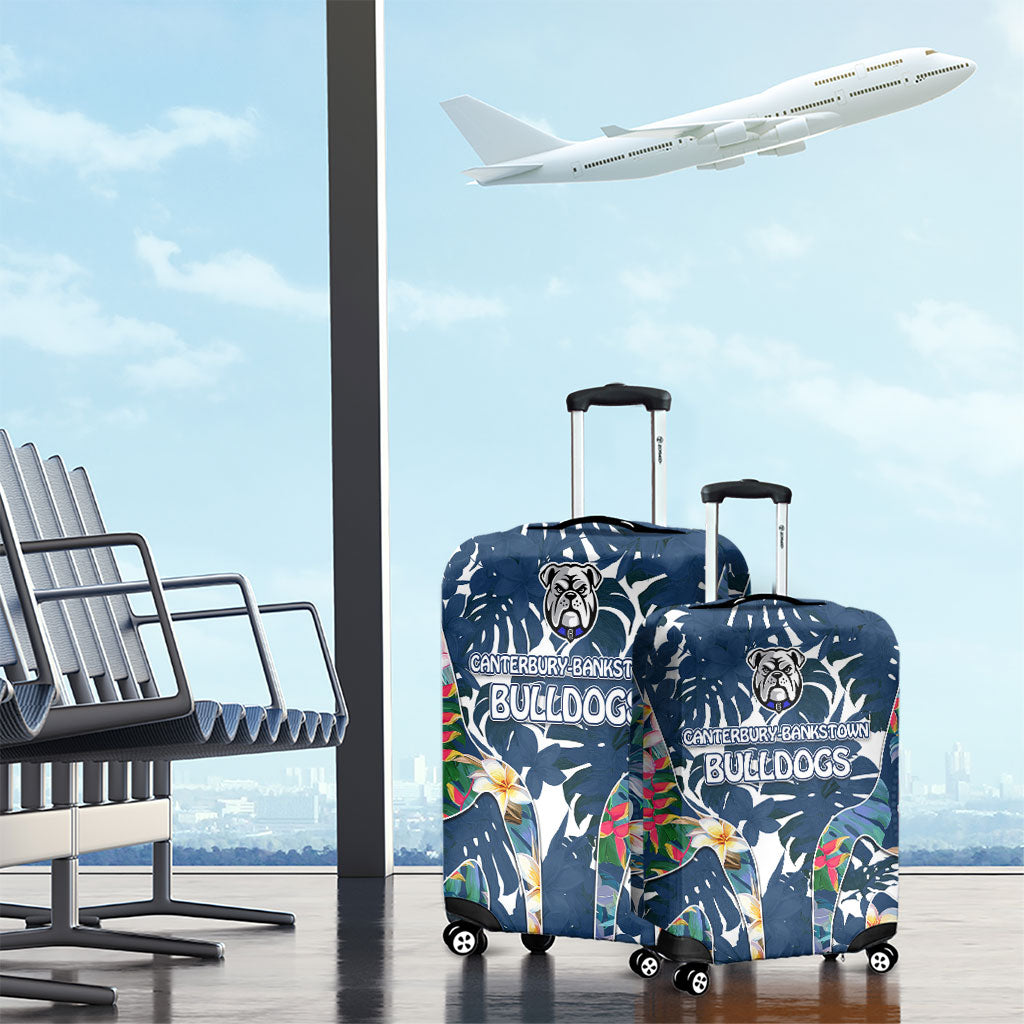 Canterbury-Bankstown Bulldogs Luggage Cover Tropical Hibiscus Floral Pattern With Blue And White Accents