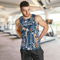 Canterbury-Bankstown Bulldogs Men Tank Top Tropical Hibiscus Floral Pattern With Blue And White Accents