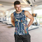 Canterbury-Bankstown Bulldogs Men Tank Top Tropical Hibiscus Floral Pattern With Blue And White Accents