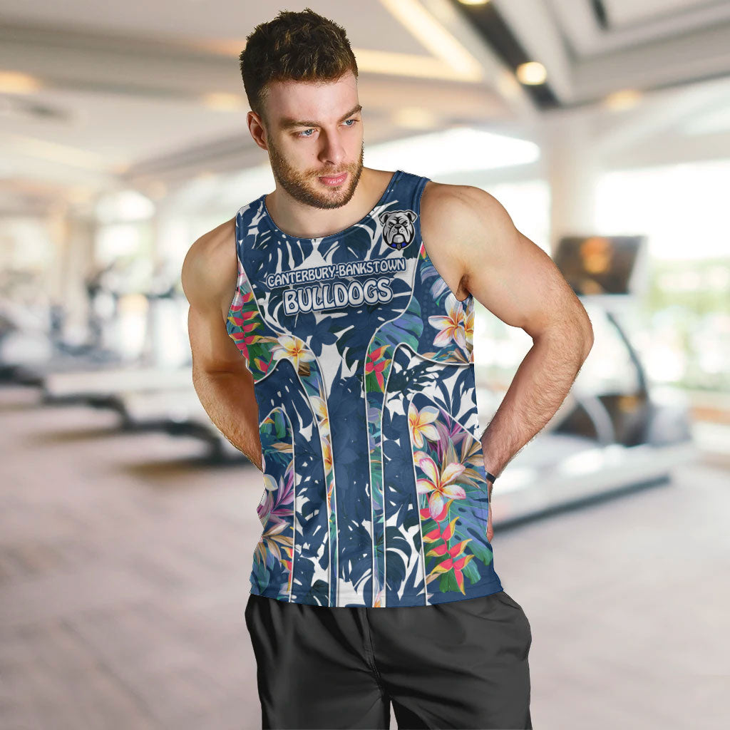 Canterbury-Bankstown Bulldogs Men Tank Top Tropical Hibiscus Floral Pattern With Blue And White Accents