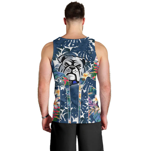 Canterbury-Bankstown Bulldogs Men Tank Top Tropical Hibiscus Floral Pattern With Blue And White Accents