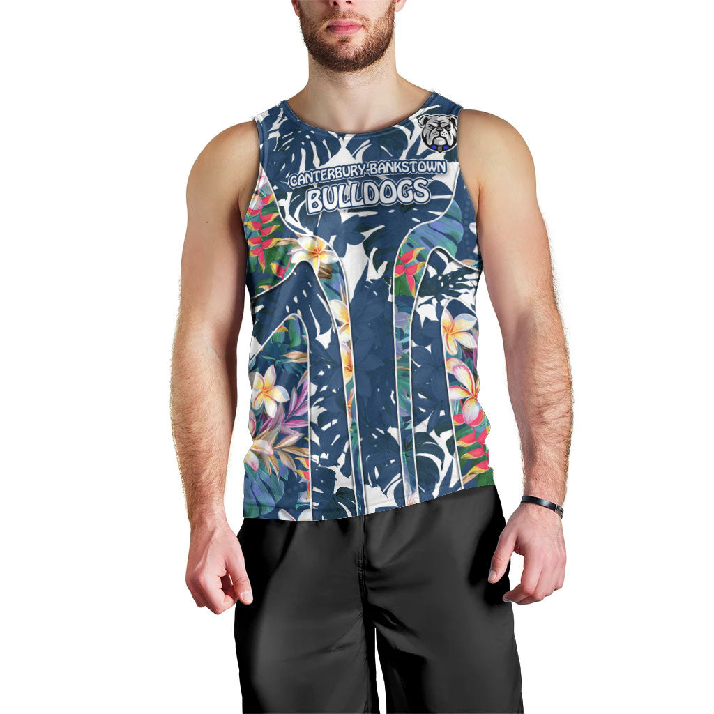 Canterbury-Bankstown Bulldogs Men Tank Top Tropical Hibiscus Floral Pattern With Blue And White Accents