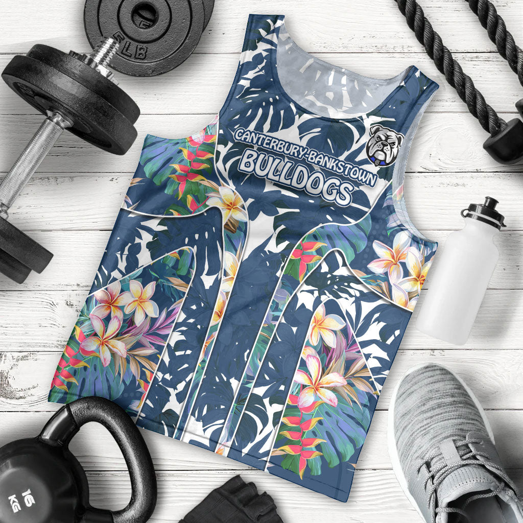 Canterbury-Bankstown Bulldogs Men Tank Top Tropical Hibiscus Floral Pattern With Blue And White Accents