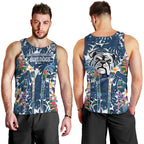 Canterbury-Bankstown Bulldogs Men Tank Top Tropical Hibiscus Floral Pattern With Blue And White Accents