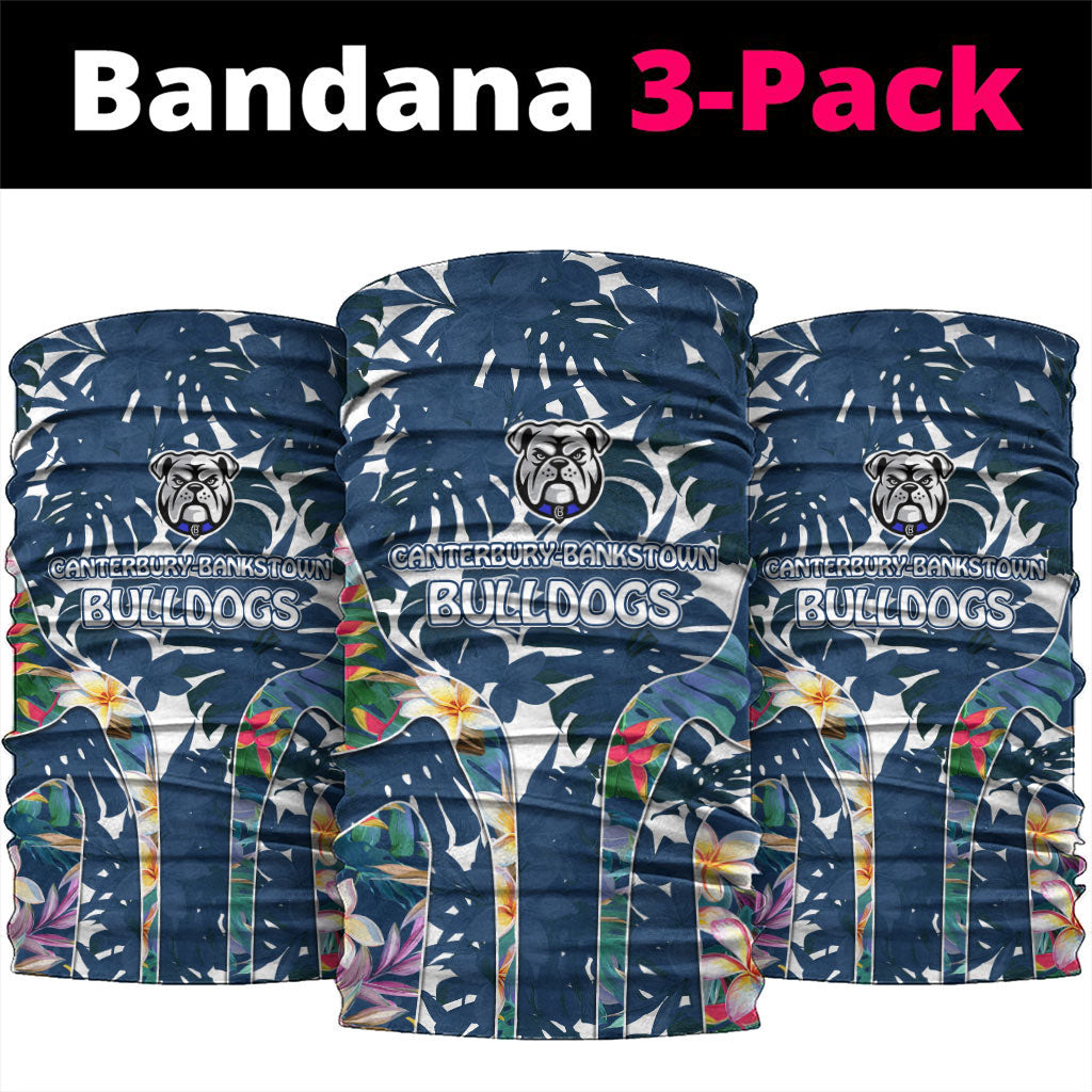 Canterbury-Bankstown Bulldogs Neck Gaiter Tropical Hibiscus Floral Pattern With Blue And White Accents