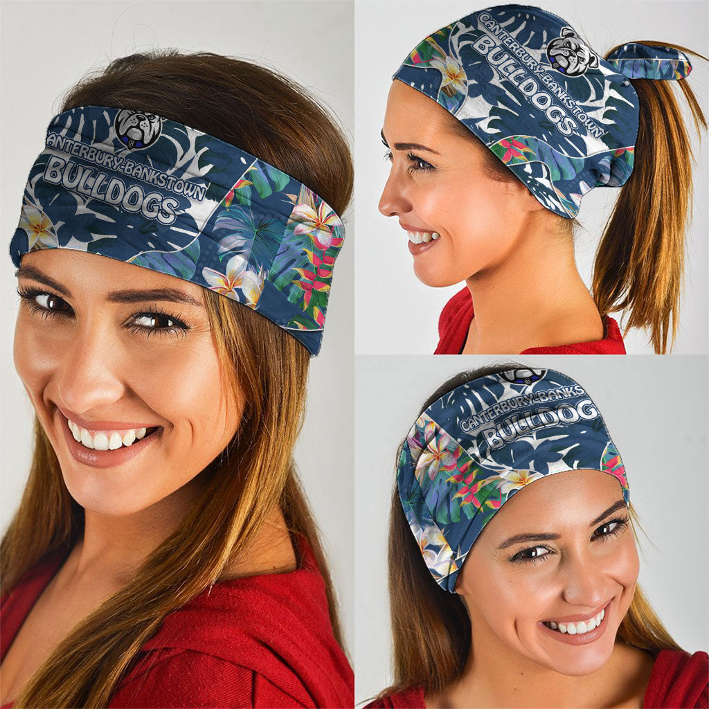 Canterbury-Bankstown Bulldogs Neck Gaiter Tropical Hibiscus Floral Pattern With Blue And White Accents