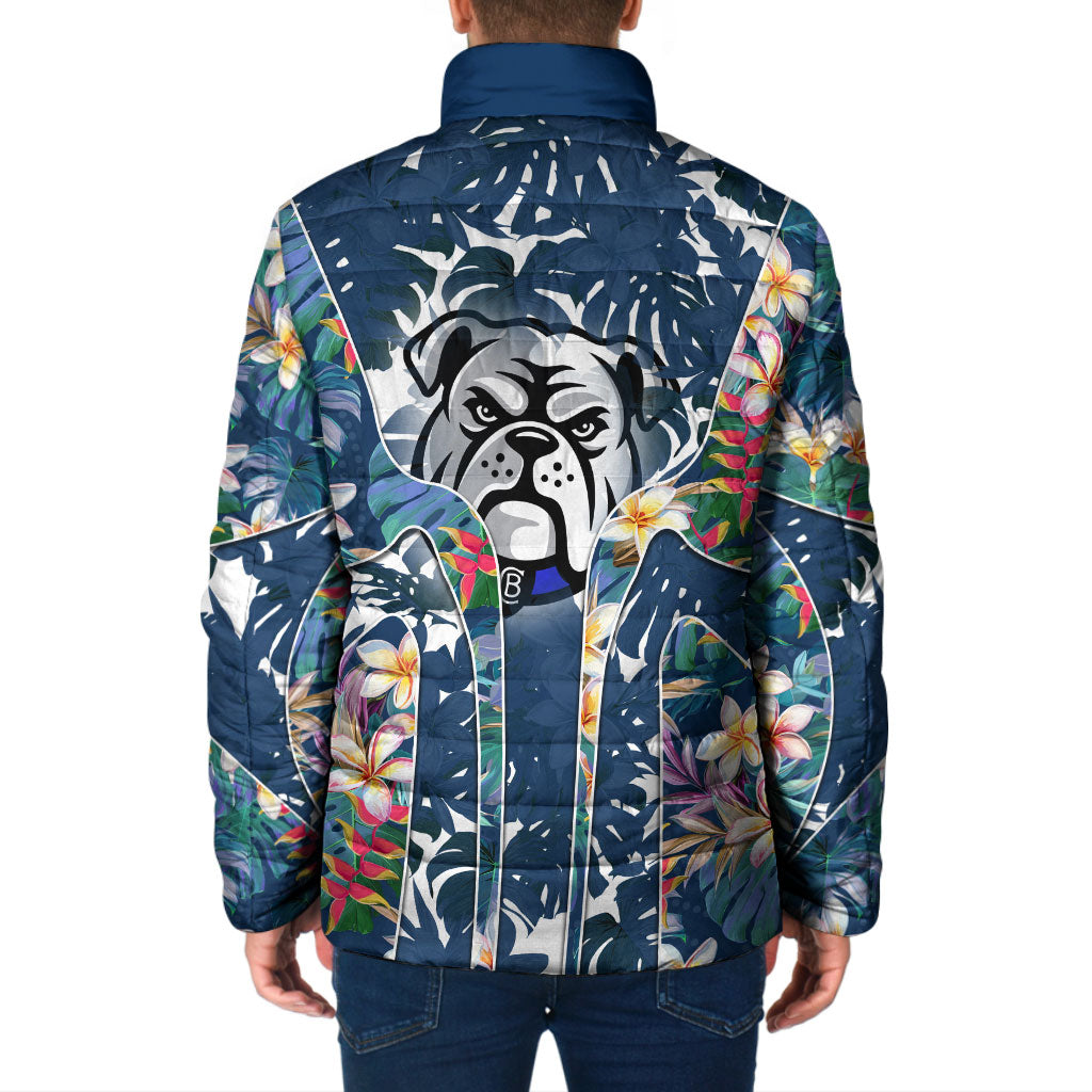 Canterbury-Bankstown Bulldogs Padded Jacket Tropical Hibiscus Floral Pattern With Blue And White Accents