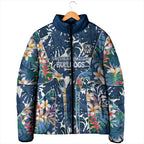Canterbury-Bankstown Bulldogs Padded Jacket Tropical Hibiscus Floral Pattern With Blue And White Accents