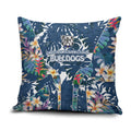Canterbury-Bankstown Bulldogs Pillow Cover Tropical Hibiscus Floral Pattern With Blue And White Accents