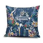 Canterbury-Bankstown Bulldogs Pillow Cover Tropical Hibiscus Floral Pattern With Blue And White Accents