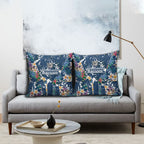 Canterbury-Bankstown Bulldogs Pillow Cover Tropical Hibiscus Floral Pattern With Blue And White Accents